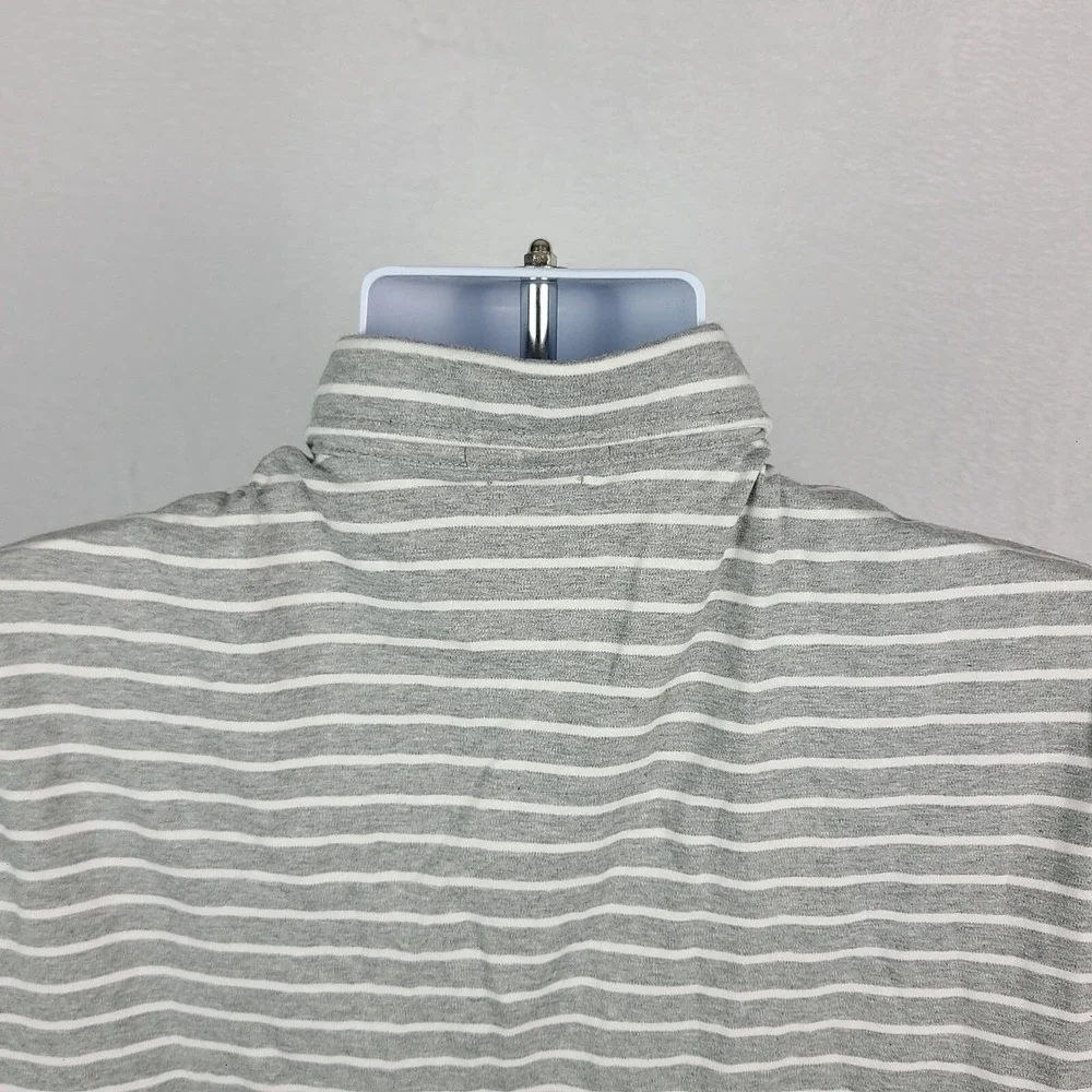 Polo Ralph Lauren Polo Shirt Mens Medium‎ Gray White Striped Pima Soft Touch